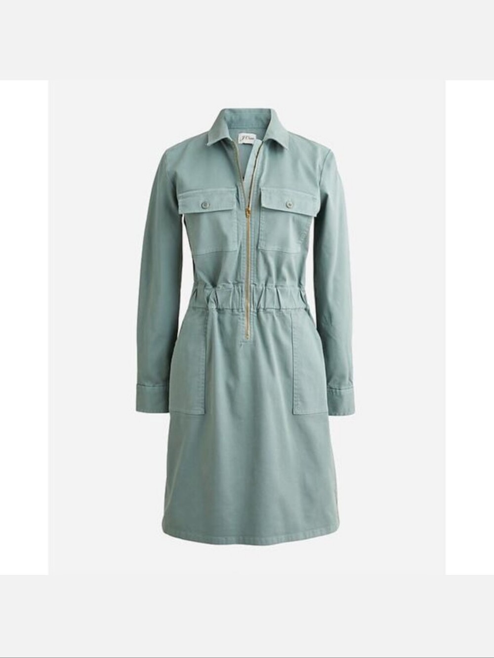 J Crew Long Sleeve Green Dress With Zipper Size 10